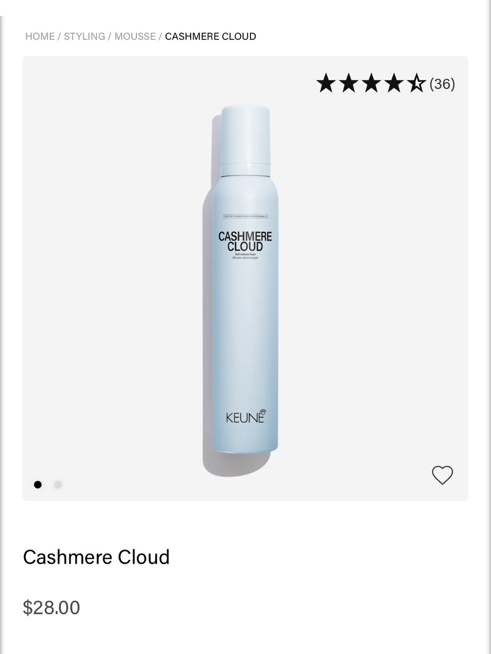 KEUNE Cashmere Cloud Soft Volume Foam